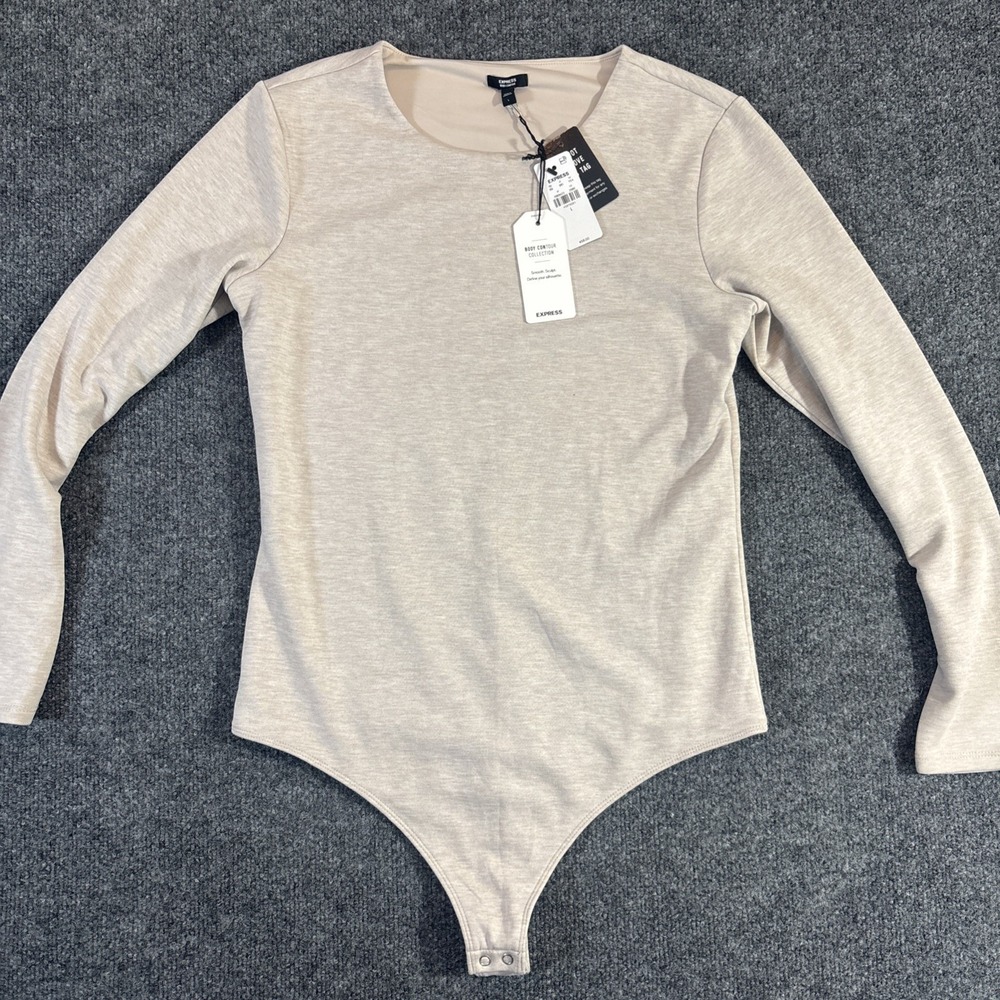 Express Womens Body Contour Bodysuit High Compression Long Sleeve Size L NEW